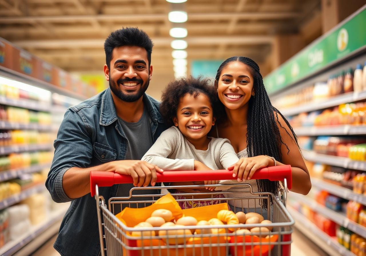 Família comprando no LD Santos